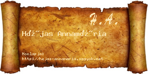 Héjas Annamária névjegykártya