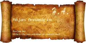 Héjas Annamária névjegykártya